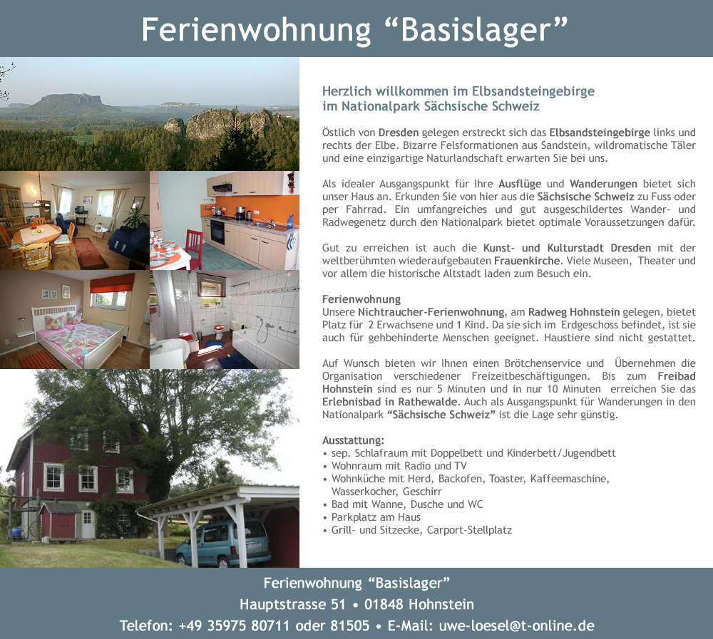 Ferienwohnung Basislager in Hohnstein